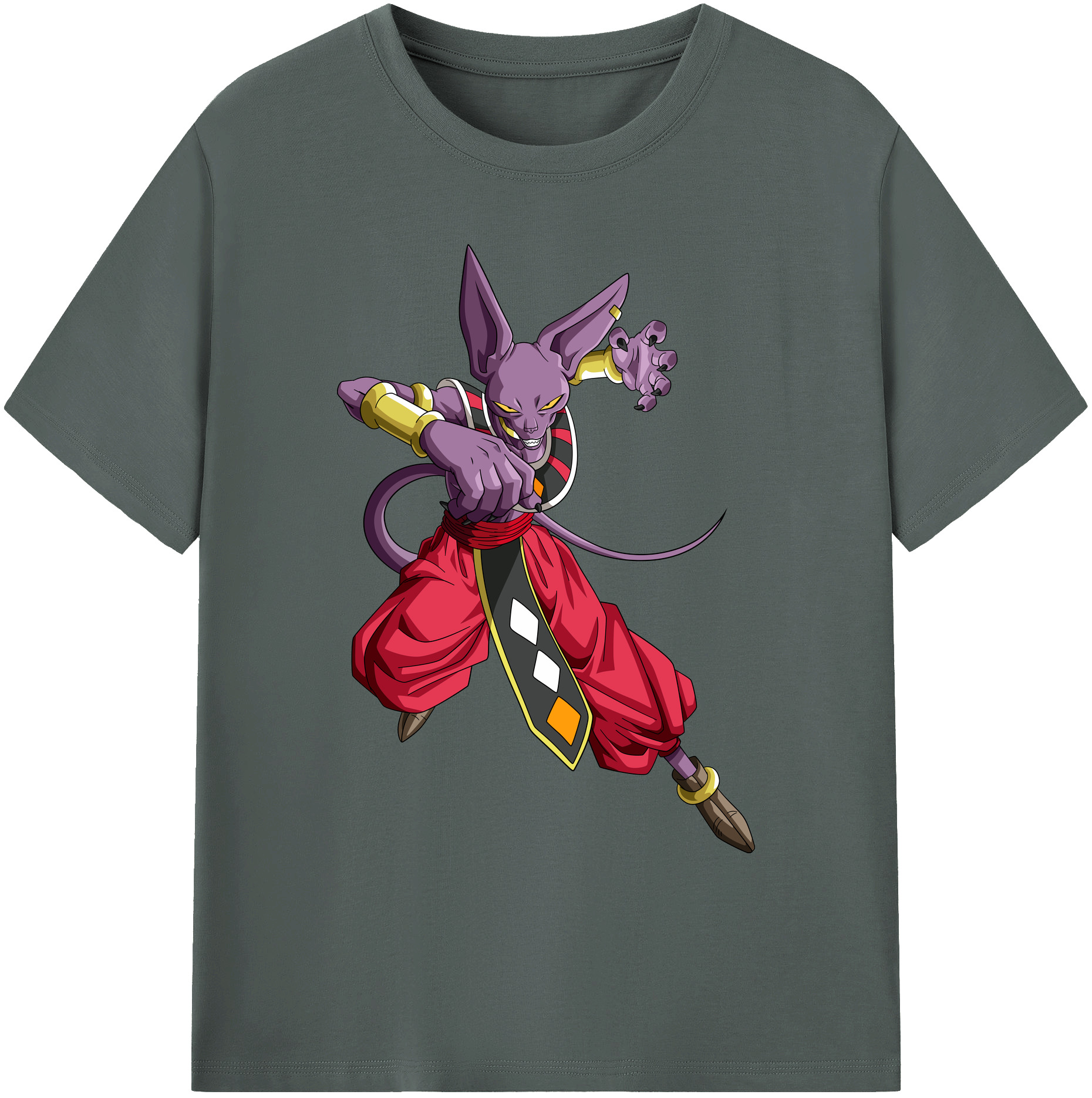 （画像用） ドラゴンボール ビルス 破壊神ビルス DRAGON BALL Beerus Birusu 綿100％ メンズ半袖Tシャツ｜肌触りやわらか＆通気性